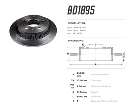 Диск тормозной задний Volvo 940, 960 94-> высокоуглеродистый  265x10 mm