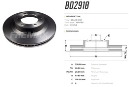 Диск тормозной передний Toyota Land Cruiser Prado (120), Lexus GX470 01->10 338x28 mm