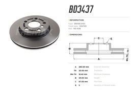 Диск тормозной передний BMW i3 (I01) 13-> высокоуглеродистый  280x20 mm