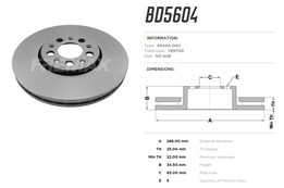 Диск тормозной передний Audi A1, VW Polo sedan, Skoda Octavia, Rapid, Fabia, Roomster 11-> 288x25 mm