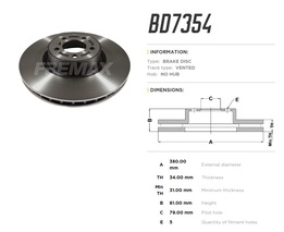 Диск тормозной передний Range Rover 3 4.4D, 5.0 10->13 высокоуглеродистый 380x34 mm